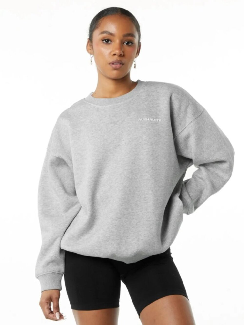 Alphalete Classic Crewneck Long Sleeve Heathered Grey XS Sweatshirt